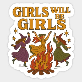 Girls Will Be Girls Witches Coven – Halloween Feminist Witch Design Sticker